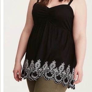 Torrid EYELET EMBROIDERY CINCH FRONT BABYDOLL TOP